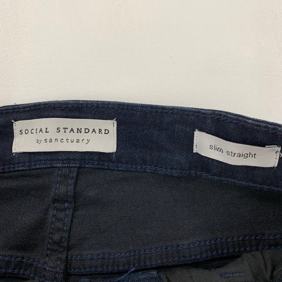 Social Standard Women's Pants 8 Slim Straight Stretch Denim Jeans Nighthawk Blue - Picture 2 of 10